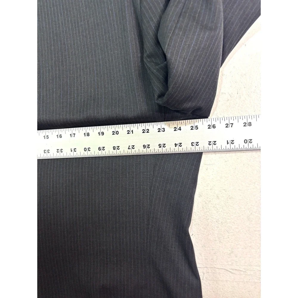 vtg Chaps Ralph Lauren 48L 40x30 Charcoal Pinstripe 2pc Pant Suit Pleated Cuffed